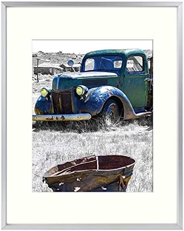 Golden State Art 11x14 Silver Aluminum Frame, Real Glass, Mat Fits 8x10