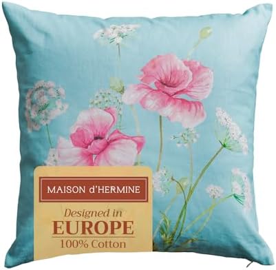 Maison d' Hermine Throw Pillow Covers 100% Cotton (18" x 18" - Pack of 1)