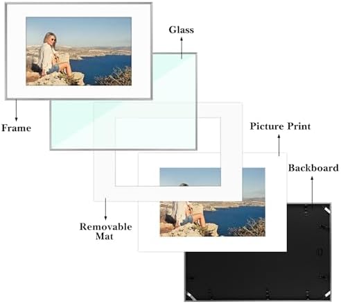 Frametory 12 Pack 16x24 Aluminum Frame with Mat for 12x18 Photo, Silver