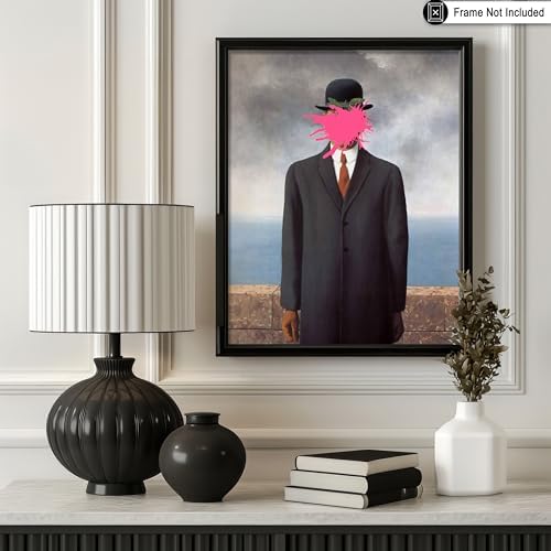 Poster Master Man in Overcoat Print - The Son of Man Painting Poster - Altered Art - Surreal Portrait Wall Design - Gift for Men & Women - Pop Art - Decor for Office or Bedroom - 24x32 Unframed Wall Art