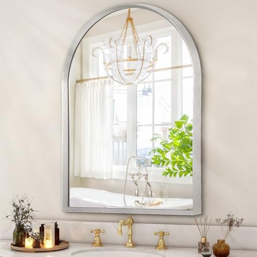 Arched Mirrors for Wall, 16"x12" Arch Bathroom Mirror, for Entryway Living Room Vanity Bedroom Mantel Hallways Home Decor Aluminum Alloy Frame