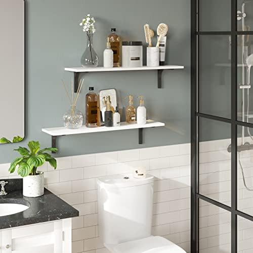 DINZI LVJ Long Wall Shelves, 23.6Inch Wooden Wall Mounted Shelves, Set of 2