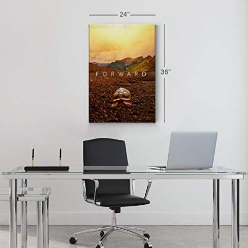 Smile Art Design Forward Inspiring Turtle and Mountain View Motivational Wall Art Canvas Print Inspirational Wall Art Entrepreneur Quote Office Living Room Decor Artwork Gift Ready to Hang 36x24