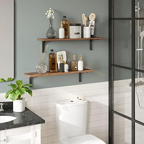 DINZI LVJ Long Wall Shelves, 23.6Inch Wooden Wall Mounted Shelves, Set of 2