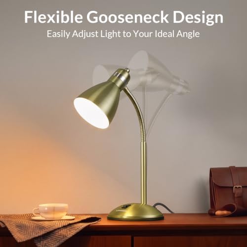 LEPOWER Metal Desk Lamp, Adjustable GooseNeck Reading Light for Bedroom