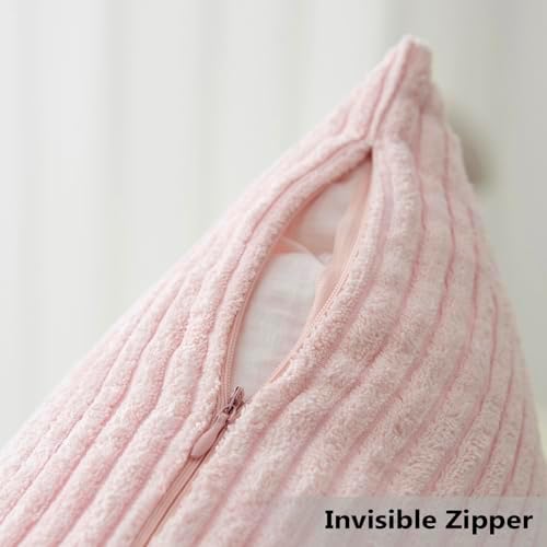 Home Brilliant Pillow Covers 20x20 Throw Pillow Cover Super Soft Striped Velvet Cushion Cover for Living Room, 50cm, 20 x 20 Inch, Blush Pink