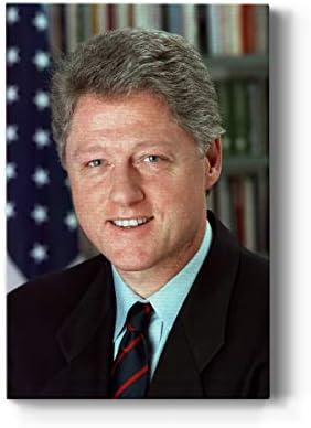 Renditions Gallery Bill Clinton Presidental Portrait Wall Art, Premium Gallery Wrapped Canvas Decor, Ready to Hang, 48 in H x 32 in W, Made in America Print