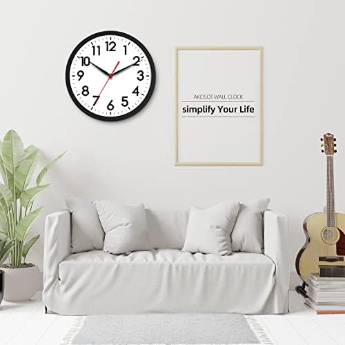 AKCISOT 18 Inch Wall Clock, Silent Battery Operated Analog Clock, Black | Large Size | Living Room | Kitchen | Classroom | Office | Easy to Read Numbers