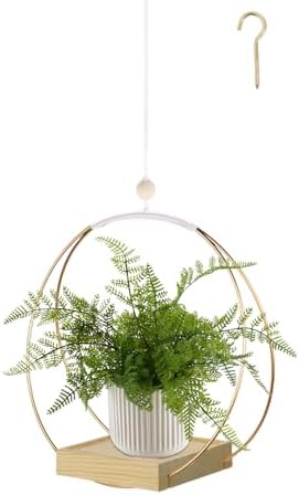 hismocal Hanging Planter for Indoor Plants, Plant Hanger with Sturdy Wood Base,Modern Boho Macrame Plant Hanger,Wall Ceiling Window Stands(Plants/Pots Not Included)