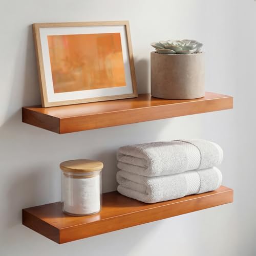 Homeforia 18 Inch Floating Shelves, High-End Solid Pine Wood, Set of 4