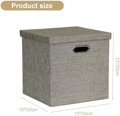 Posprica Storage Bins with Lids,13×13×13 Foldable Storage Cube Baskets Boxes Fabric Drawers for Closet Shelf Cabinet Bookcase,Set of 4,Coffee
