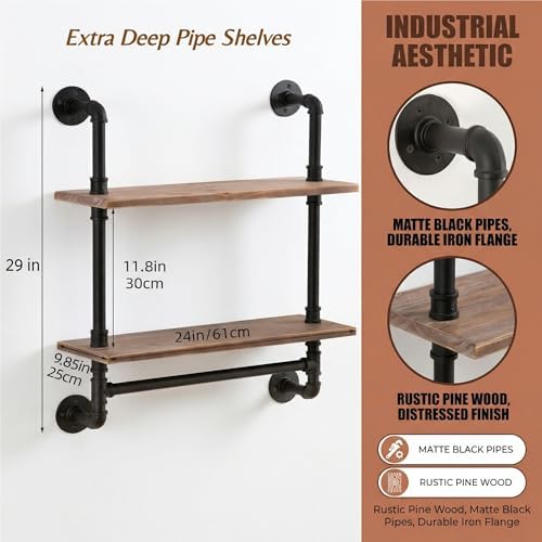 Industrial Pipe Shelving Bathroom Pipe Shelves with Towel Bar Over Toilet