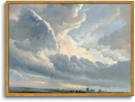 OIQArtOIQ Vintage Landscape Canvas Wall Art Framed Natural Scenery Painting Artwork Prints France Country Wilderness Farmhouse Decor Pictures Kitchen Bedroom Living Room Bathroom