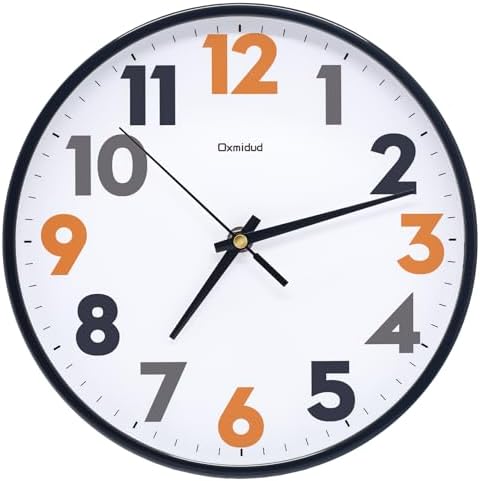Modern Wall Clock, 10 Inch Silent Non-Ticking Battery Operated – Easy to Read Minimalist Design Quartz Analog Clock – Stylish Home Decor for Living Room, Bedroom, Kitchen, Office (Black, 10 Inch)