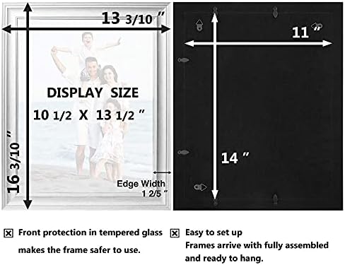 LaVie Home 11x14 Picture Frames (1 Pack, Distressed White) Rustic Single Photo Frame with Plexiglass for Wall Mount Display, for Home Decoration, Office Decor