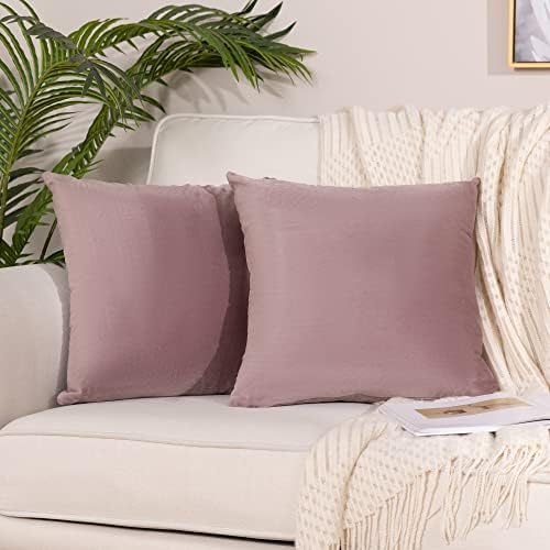 Stellhome Soft Decorative Velvet Cushion Covers Square Throw Pillow Covers for Bed Couch Sofa Bench, 20 x 20 inch (50 cm), Dusty Pink, Pack of 2 Solid Throw Pillow Case