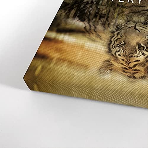 Smile Art Design Mindset is Everyting Cat and Reflection is Tiger Motivational Wall Art Canvas Print Inspirational Entrepreneur Quote Office Living Room Decor Gift Ready to Hang 36x24