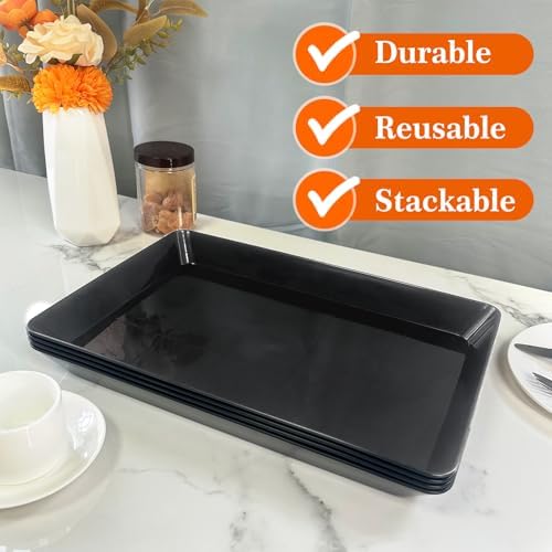 Serving Tray Platter, 2 Pcs Food Tray for Veggie Fruit Snack Dessert Cookie Cheese, Food Trays for Party Supplies Display, Plastic Platters for Serving Food, Large Trays, BPA Free