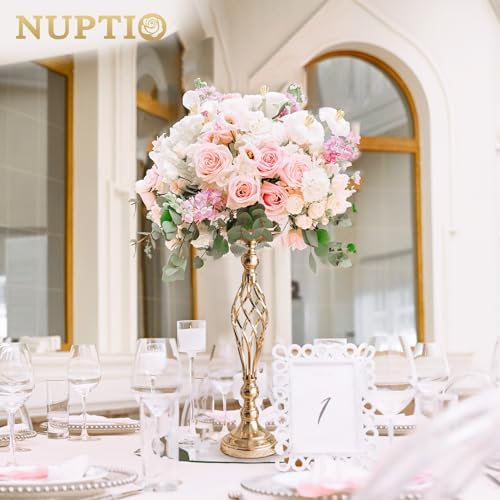 NUPTIO Gold Centerpiece Stand for Table, Twist Style, 20.5" Tall, 10 Pcs