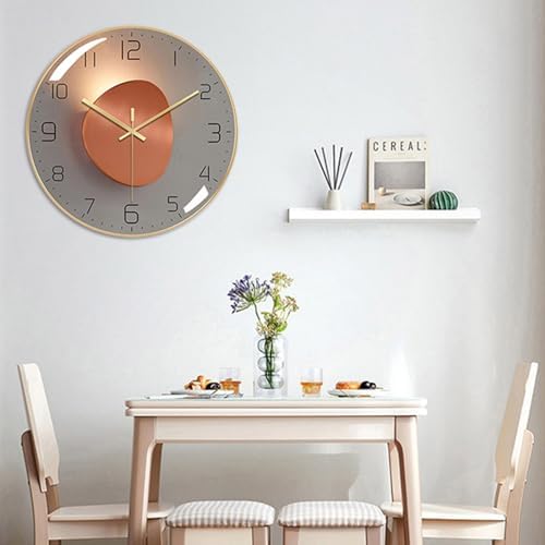 Ergocar Silent Modern Metal Clock, Art Deco Clock, Suitable for Living Room, Bedroom, Office, Study Room