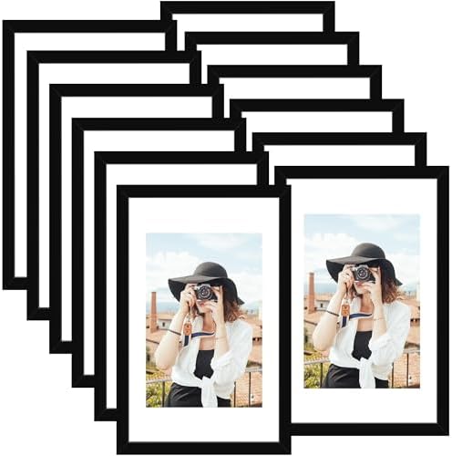 Picrit 11x17 Picture Frame Set of 12, Modern Gallery Wall Frames, Black