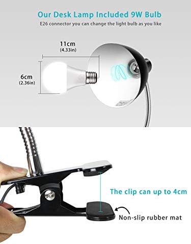 LALISU Desk lamp Eye-Caring Table Lamps, 360°Rotation Gooseneck Clip Lamp