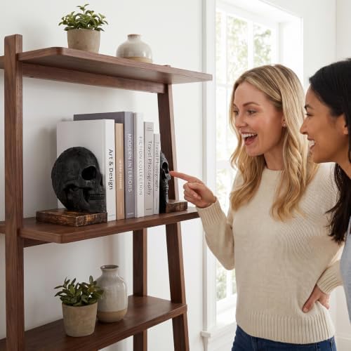 Skull Bookends, Heavy-Duty Gothic Skeleton Book Holder Set