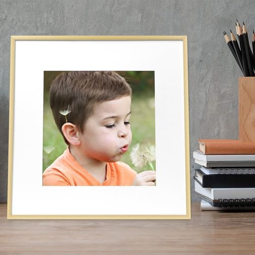 Frametory 2 Pack 12x12 Aluminum Frame with Mat for 8x8 Photo, Gold