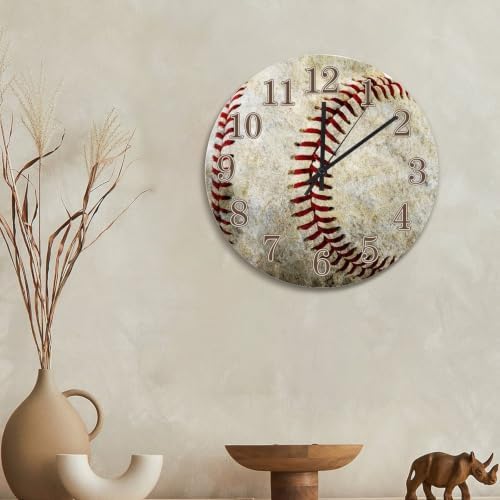 ArogGeld Baseball Sport Wall Clock Cute Baseball Large Wooden Wall Clocks