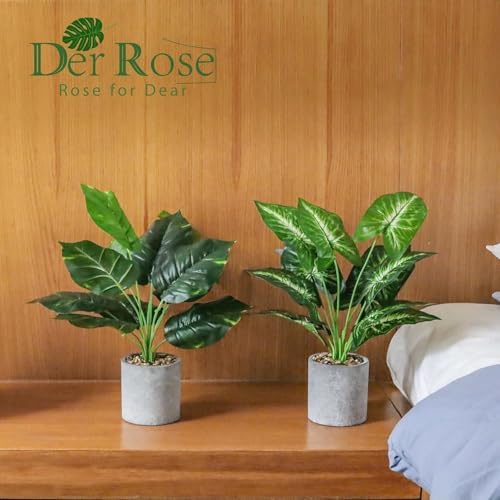 Der Rose 2 Pack 16" Indoor Fake Plants Sage Green for Office Desk Decor