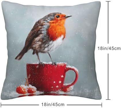 Winter Bird Throw Pillow Covers Set of 4 Decorative Soft Double Sided Print Pillow Case Farmhouse Home Decor for Living Room Sofa Couch 18x18