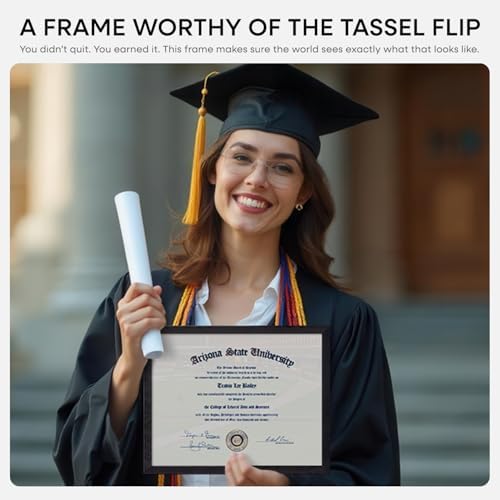 Homeforia 8.5x11 White Oak Diploma Frame, High-End Wood, Glass