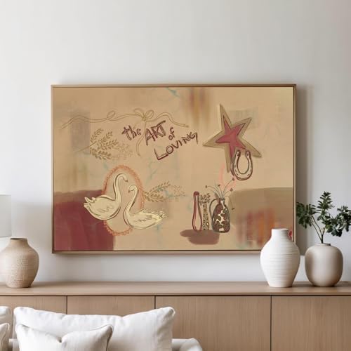 Vintage Western Canvas Wall Art Vintage Collage Poster Warm Western Art | Tones Neutral Swan Vase Plant Picture Prints Painting Cowboy Bedroom Wall Decor Home Interior Decoration 16x24 Inch Unframed