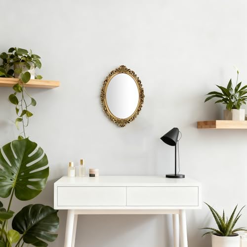 12x8.5 inch Resin Frame Vintage Oval Wall Mirror