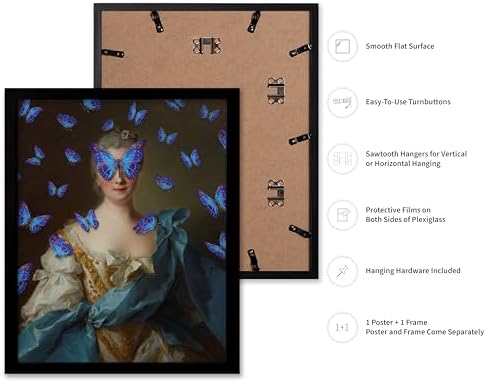 Poster Master Madam de La Porte Print - Portrait Painting Poster - Altered & Pop Art - Gift for Men & Women - Aesthetic Wall Decor for Bedroom, Living Room or Office - 8x10 Black Framed