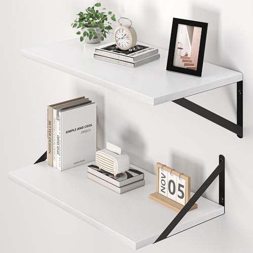 Heimlove 20W x 12D Deep Floating Shelves Set of 2 White