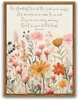 Wildflower Serenity Prayer Wall Art Floating Framed 12x16 Inch | Christian Bible Verses Wall Decor, Inspirational Scripture Canvas Prints, Religious Faith Artwork for Living Room Bedroom