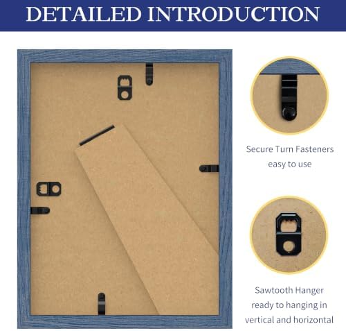 An&He 6x8 Picture Frame with Mat, Blue Photo Frame for Wall & Tabletop Display, Holds 5.5x7.5 or 3.5x5.5 Photos, Gallery Wall Frame for Home Décor