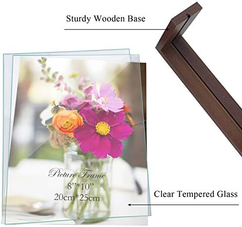 RLAVBL 8x10 Picture Frame Set of 2, Rustic Glass Photo Frames with Base for Tabletop Display