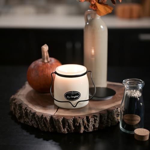 Milkhouse Hey Pumpkin! Scented Soy Candle, 16 oz Butter Jar, 65+ Hr Burn