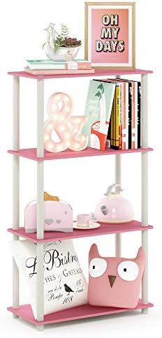 Furinno Turn-N-Tube Toolless 4-Tier Storage Shelves, Pink