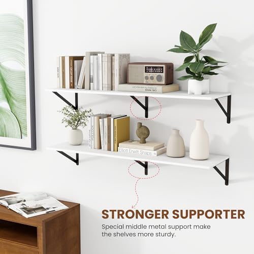 Heimlove 40W x 12D Deep Floating Shelves Set of 2 White