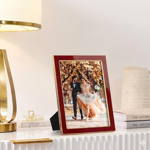 eletecpro 4x6 Enamel Picture Frame with Real Glass Cover, Red, 2-Pack