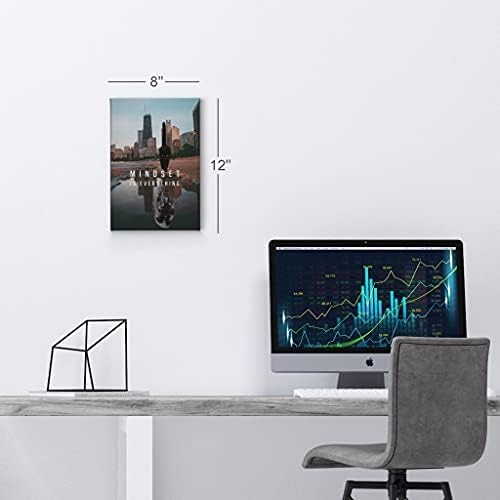 Smile Art Design Mindset is Everyting Black Cat and Panther Motivational Wall Art Canvas Print Inspirational Entrepreneur Quote Office Living Room Decor Gift Ready to Hang 28x19