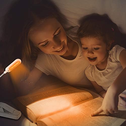 VAVOFO Clip On Rechargeable Reading Light, 7 LEDs with 3 Colortemperature 9 Brightness Levels Book Lights for Reading in Bed with Power Indicator for Bookworms Black (white1-Pack)