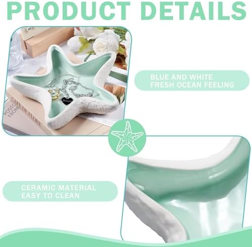 OSOPOLA Ceramic Starfish Jewelry Tray Ocean Ring Holder Dish Key Tray