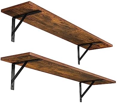 DINZI LVJ Long Wall Shelves, 31.5" Wall Mounted Shelves with Metal Brackets