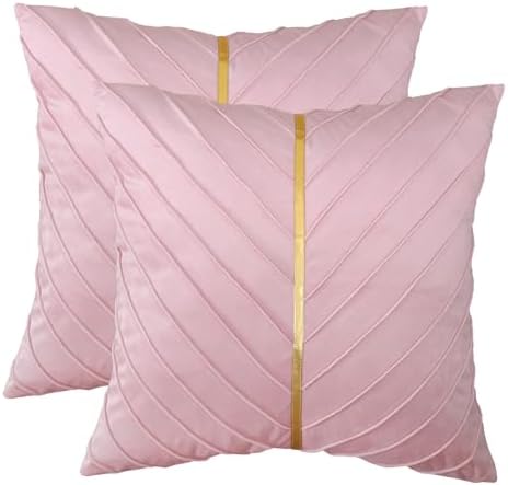 Velvet Throw Pillow Covers 20x20 Pack of 2 Gold Decor Blush Pink