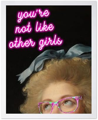 Poster Master You're Not Like Other Girls Print - Pink Neon Poster - Altered & Pop Art - Housewarming Gift for Men & Women - Decor for Bedroom, Living Room or Dorm - 8x10 White Framed