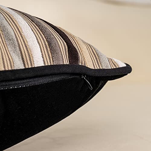 Yangest Black Striped Patchwork Throw Pillow Cover Gold Leather Cushion Cover Zippered Pillowcase for Sofa Couch Bedroom Living Room Home Decoration,20x20 Inch